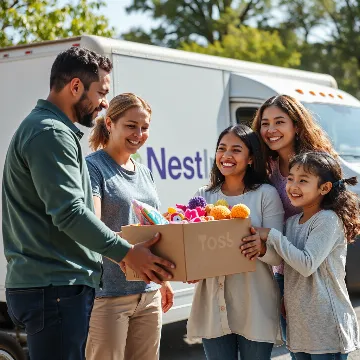 Happy family donating items to local charity through TossNest